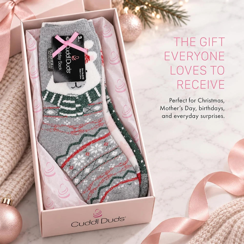 Cuddl Duds Plushfill Holiday Lounge Socks
