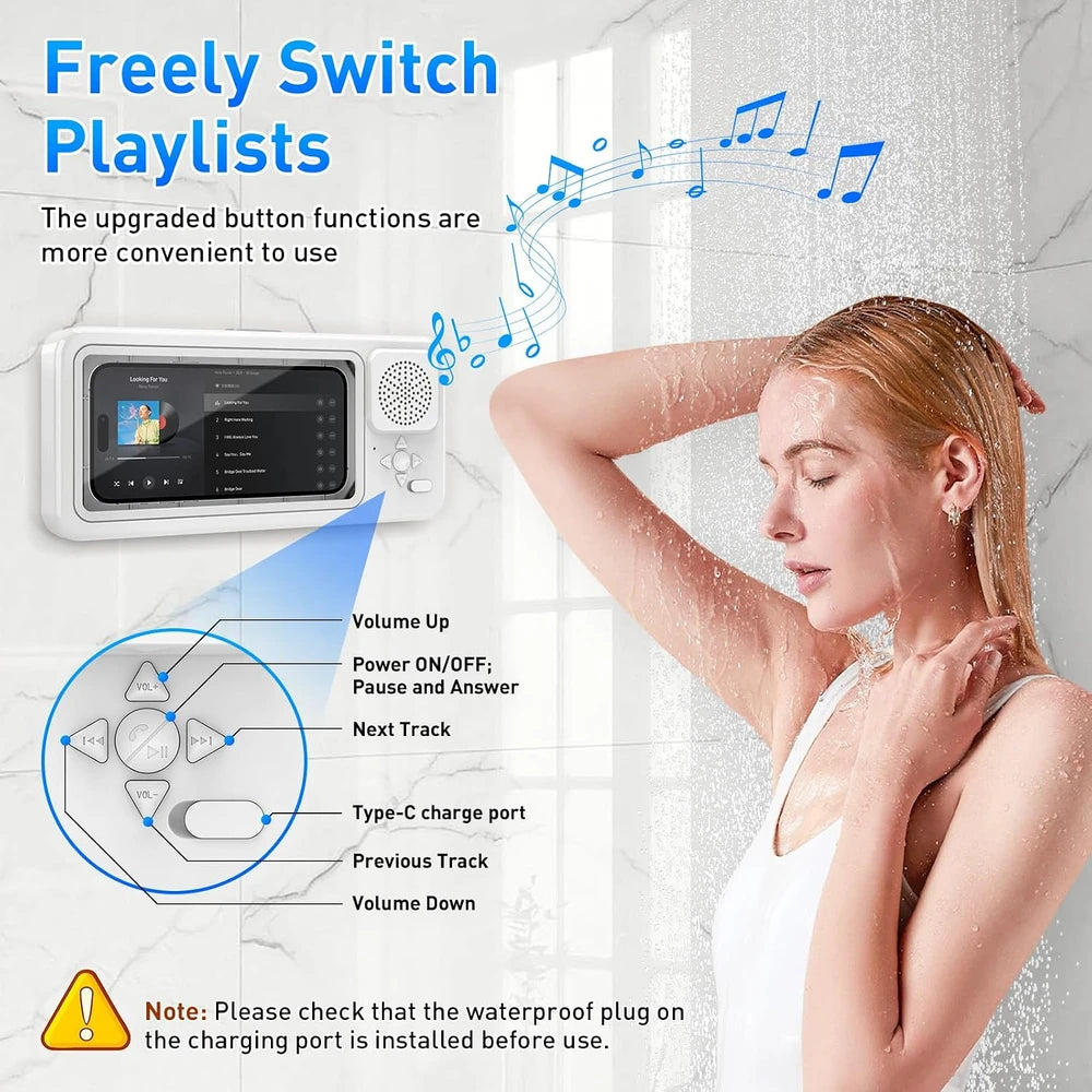 Soporte de Ducha Impermeable para Teléfono con Altavoz Bluetooth